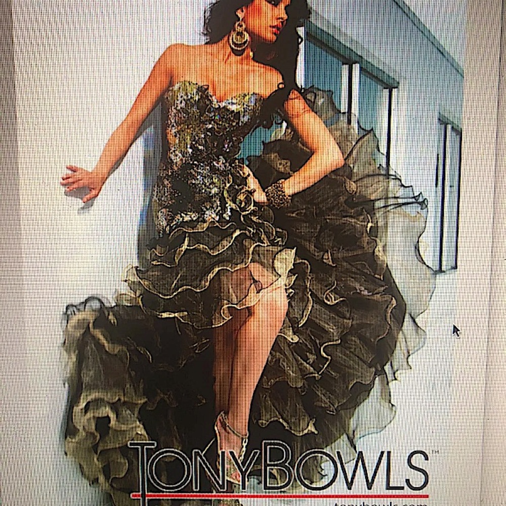 Tony bowl’s dress gold black sequin 11209